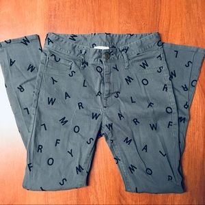 Grey lettered pants / leggings